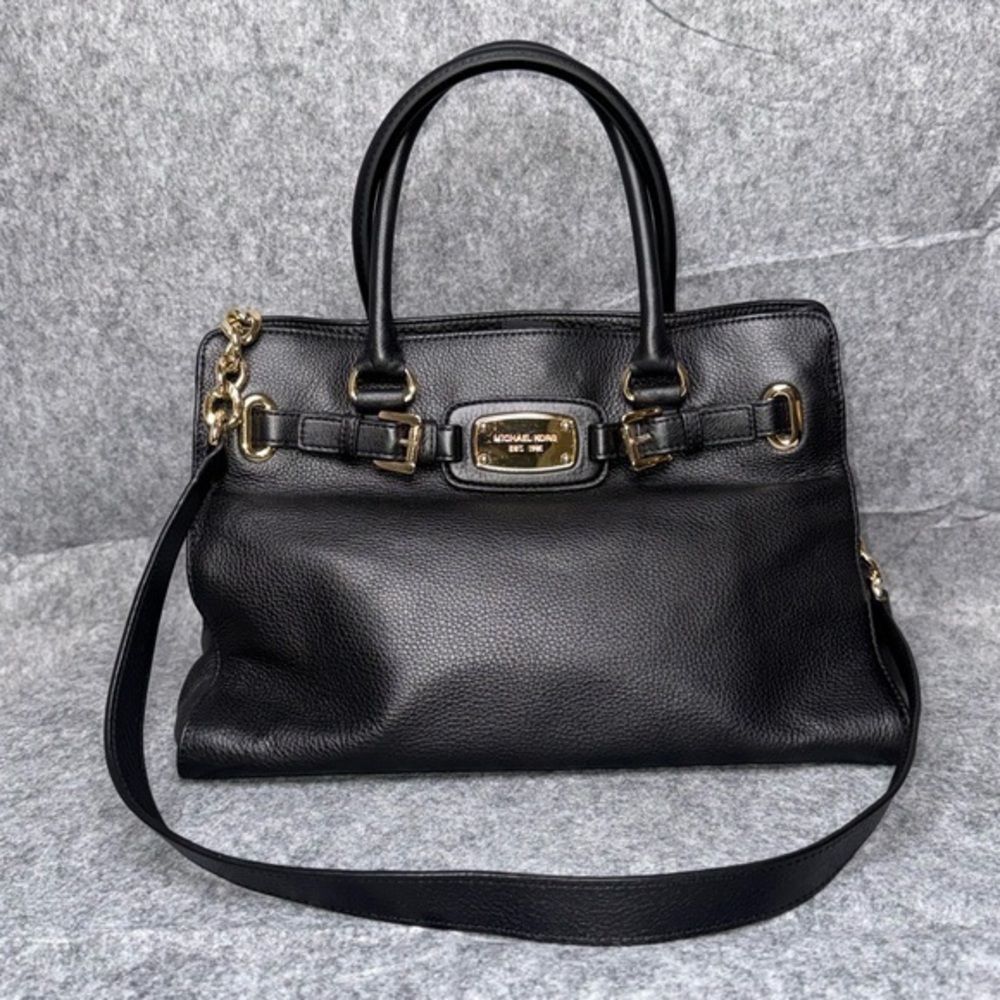 Michael Kors Black Hamilton Soft‎ Pebble Leather Bag
